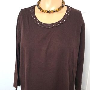 Elegant Brown Women's Top Quacker Factory 2X NWT